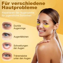 Eye Pads Eye Mask Against Dark Circles Eye Bags Wrinkles Dark Circles & Puffiness Pack of 60 Eye Pads with Hyaluronic & Collagen for Anti-Ageing (Gold)