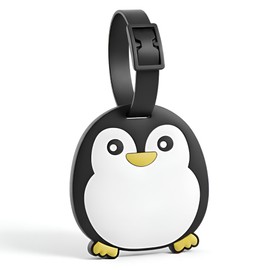 Luggage Tags for Suitcases, Cute Penguin Silicone Luggage Tag with Name ID Card, Suitcase Tags and Bag Tags for Luggage, Carry On, Backpack, School Bag, Kids Teens Adults