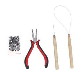 WOONEKY Complete Hair Extension Tool Set Includes Pickup Buckle Ring Pliers Needle for Micro Ring Links