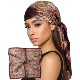 AWAYTR 35” Satin Head Scarf for Women Silk Scarf for Hair Scarfs Satin Hair Bandana Women Headscarf Hair Wrap Scarves Neck