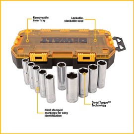 DEWALT Drive Socket Set, Metric, 1/2-Inch Drive, 10-Piece (DWMT73815)