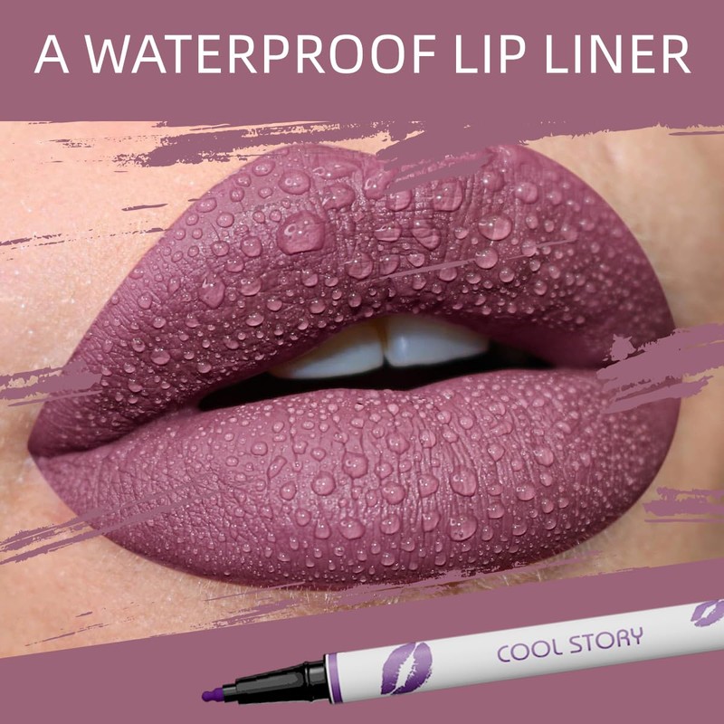 COOL STORY Matte Lip Liner Pencil - Waterproof, Non-Fading, Long-Lasting