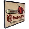 Retro Tin Sign – Chainsaw, Forest, Lumberjack – High-Quality Embossed
