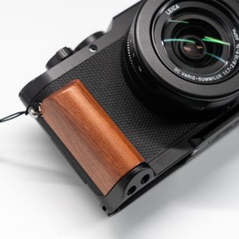 Iborrys-Compatible Leica D-LUX8 DLUX8 Camera L-Shape Quick Release Plate · Retro Real Wood Handle · Premium Wood Grip · Arca Standard Specification (Iron Wood Chalkboard)