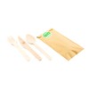 Wood Cutlery Set with Napkin in Pouch - Great For