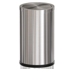 YOJIA 4.7 Gallon/18L Stainless Steel Bathroom Trash Can,Silver Garbage Bin with Swing Lid,Round,Elegant Waste Basket,for Toilet,Kitchen,Living Room,Hotel,Home (18L-Silver)