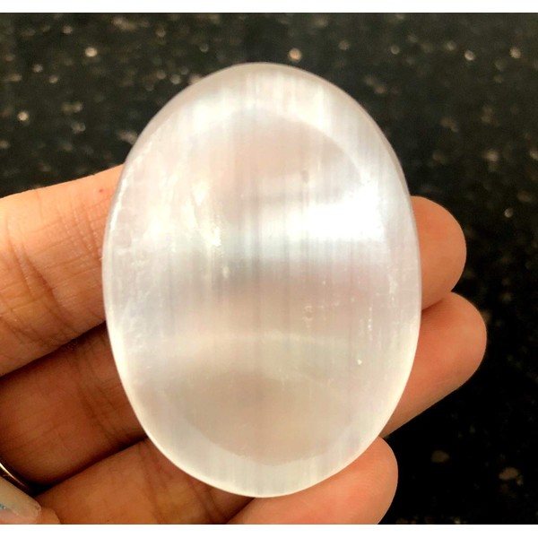 crystalmiracle Natural Selenite Worry Thumb Stone Crystal Healing Gemstone Reiki Gift Positive Energy Psychic Wellness Handcrafted