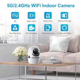 GBIUT Wifi Indoor Camera, 5G&2.4G Wireless Indoor Security Cameras for Home Security, 2K Security Camera Baby Monitor/Pet Camera with Phone App, Motion Sensor & Night Vision, TF/Cloud Storage