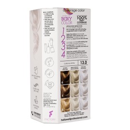 BOXY COLOR Coloring kit professional, permanent color cream hair dye with Vegetal Protein to get Hair with intense color shiny and silky. 100% Gray Coverage. (13 California White)