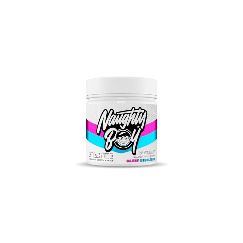 Naughty Boy Micronised Creatine Powder, Creatine Monohydrate Powder (Candy Bubblegum)