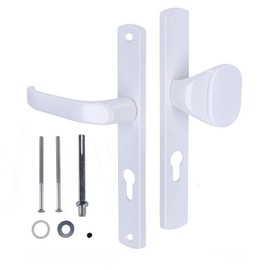 KOTARBAU® Door Handle Set 72 mm Long Plate White Profile Cylinder for Doors Gates Gates