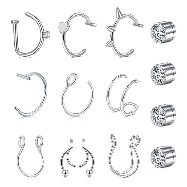 QWALIT Fake Nose Ring Fake Nose Piercing Fake Lip Piercing