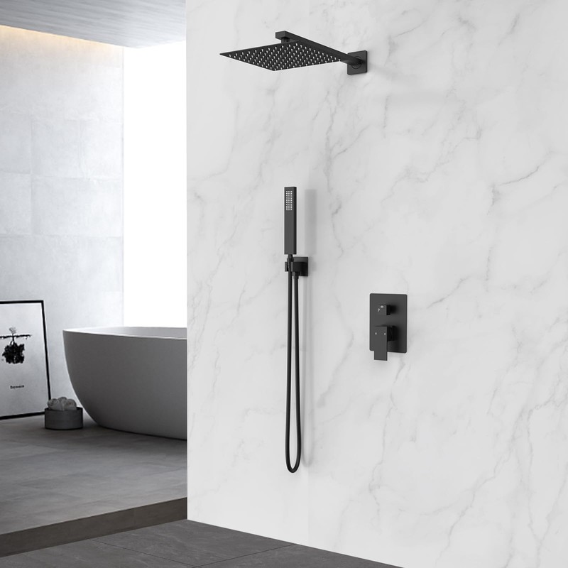 SunCleanse Shower System Rainfall Shower Faucets Set Matte Black, 10