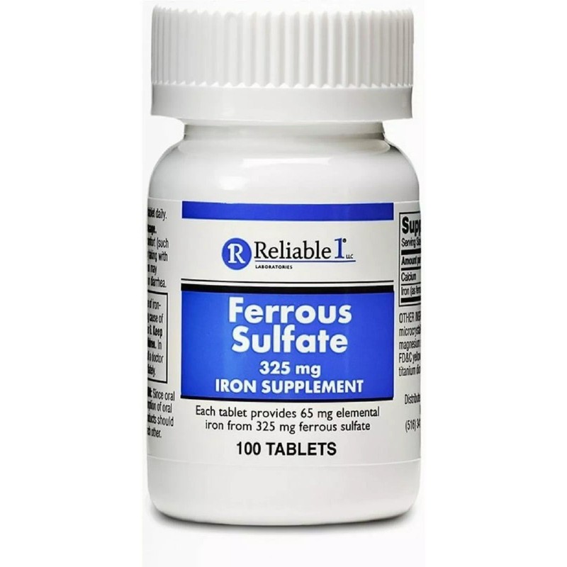 Reliable 1 Ferrous Sulfate 325 mg Iron Supplement Tablets Dietary