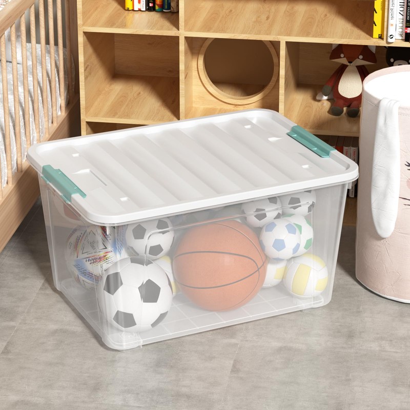 Doryh 4 Pack 85 Quart Latching Storage Box Bin, Large