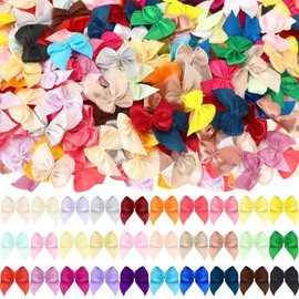 JUNEBRUSHS Multicolor Bows, 180Pcs Mini Satin Ribbon Bows Ribbon Small Tiny Bows for DIY Craft Sewing Scrapbooking