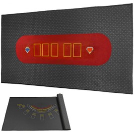 BALIKEN 36x72 Inches Texas Holdem Poker Mat & Blackjack Table Top Casino Felt Professional Grade Mat (Burgundy, Grey)