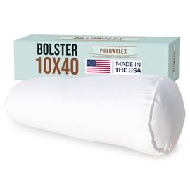 Pillowflex Bolster Pillow (10x40) - White Round Soft Roll Pillow with Plush Polyester Filling, Comes in a Poly-Cotton Shell, Odorless, Lint, and Dust-Free, No Lumps Stuffing for Pillows