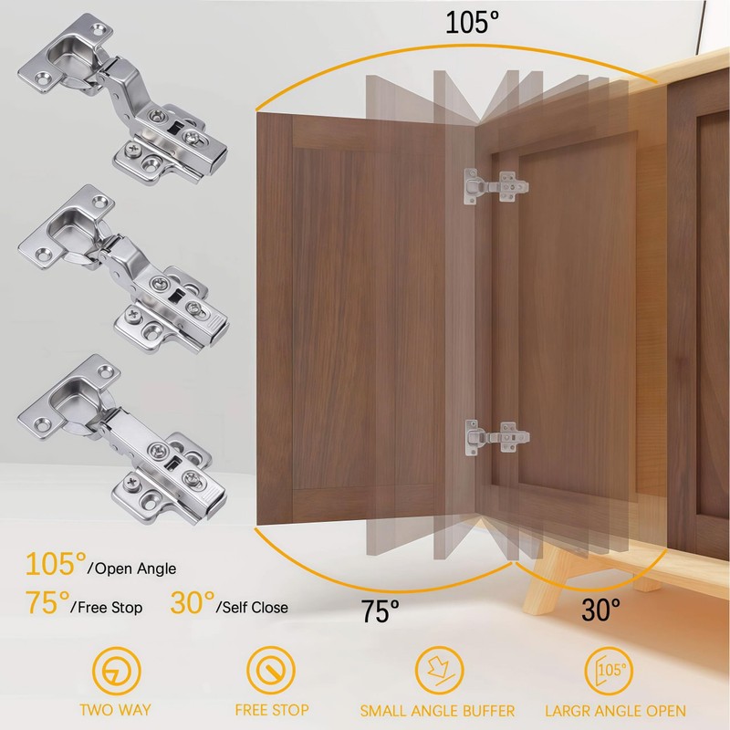 Luokim 20 Pack Half Overlay Soft Close Cabinet Hinges, Frameless