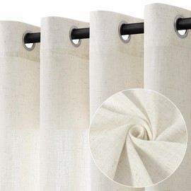 Jowels Cortinas de Lino Color Crema Natural de 50 Pulgadas de Largo, 2 Paneles para Sala de Estar, Dormitorio, Cortinas Transparentes Que filtran la luz de Natural 52 W x 50 L x 2 Paneles