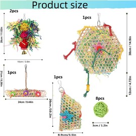 FUNNTY Bird Toys,13Pcs Bird Chewing Toys,Parakeet Shredding Foraging Toys,Hanging Foraging Colorful Parrot Toys,Bird Cage Accessories for Macaws,Lovebird,Cockatiel, African Grey Parrot,