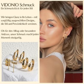 VIDONIO Earrings 925 Silver Set for Women - Earrings Gold Small Hoop Earrings & Stud Earrings Hypoallergenic 14K Gold-Plated Zirconia Stackable Waterproof Sleeping Cartilage Earrings Jewellery for