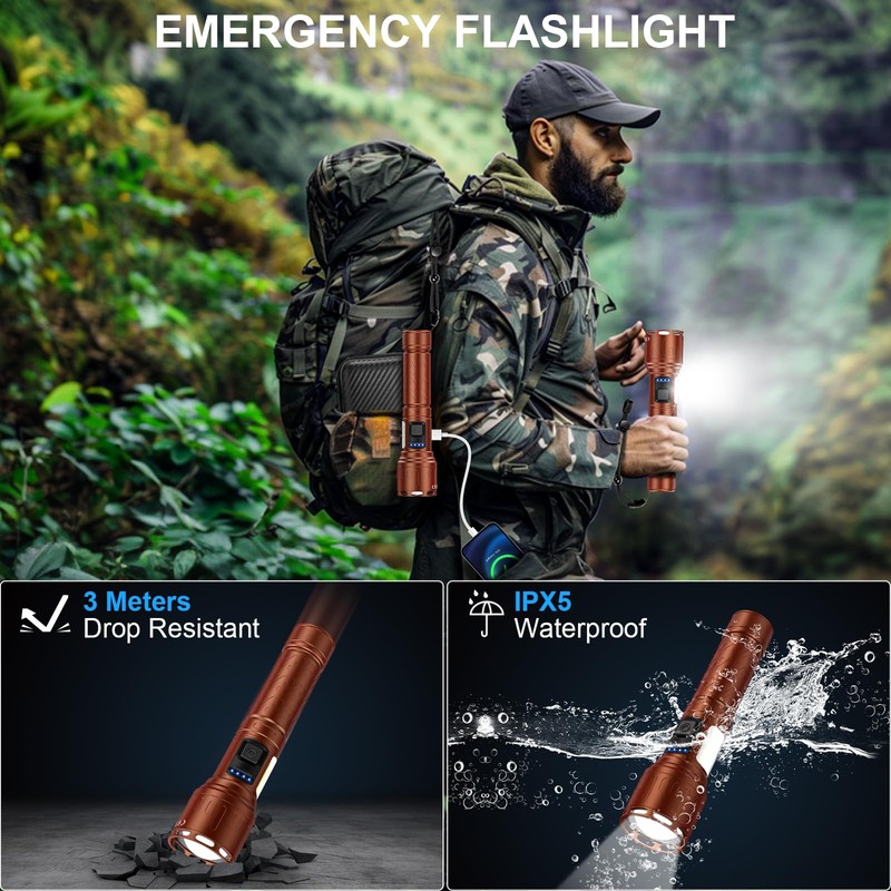 Rechargeable Magnetic Flashlights High Lumens, Super Bright LED Powerful Flashlight