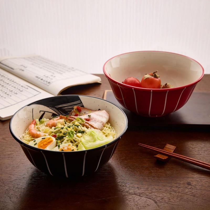 BICETTO Ramen Bowl Set 45oz, 8inch, Japanese Ukiyo-e Design -