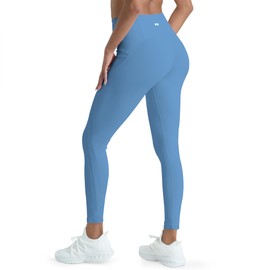 POPSUGAR High Waisted Leggings for Women Tummy Control, Yoga Pants Women, Gym Workout Leggings with Pocket Blue Mist, Large