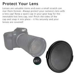 67 mm lens cap/accessory (can be pressed on both sides) – suitable for all 67 mm threaded lenses including cleaning cloth (camera lens cap)