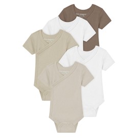 Kindsgard Rip Wrap Bodysuit Pack of 5 Short Sleeve - Baby Bodysuit Short Sleeve - Easy to Put on and Take Off - Certified according to Oeko-Tex Standard, 5_brown