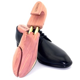 Luxinton Cedar Shoe Tree Boot Keeper for Men Luka Adjustable Shoetree Twin Tube Wood Shoe Shape(EU 40-41 / Small / 7.5-8.5 US)