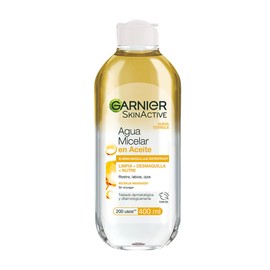 Garnier Skin Active Agua Micelar Desmaquillante Bifásica, 400ml. Limpia, Desmaquilla y Nutre, Remueve Maquillaje a Prueba de Agua, para Todo Tipo de  