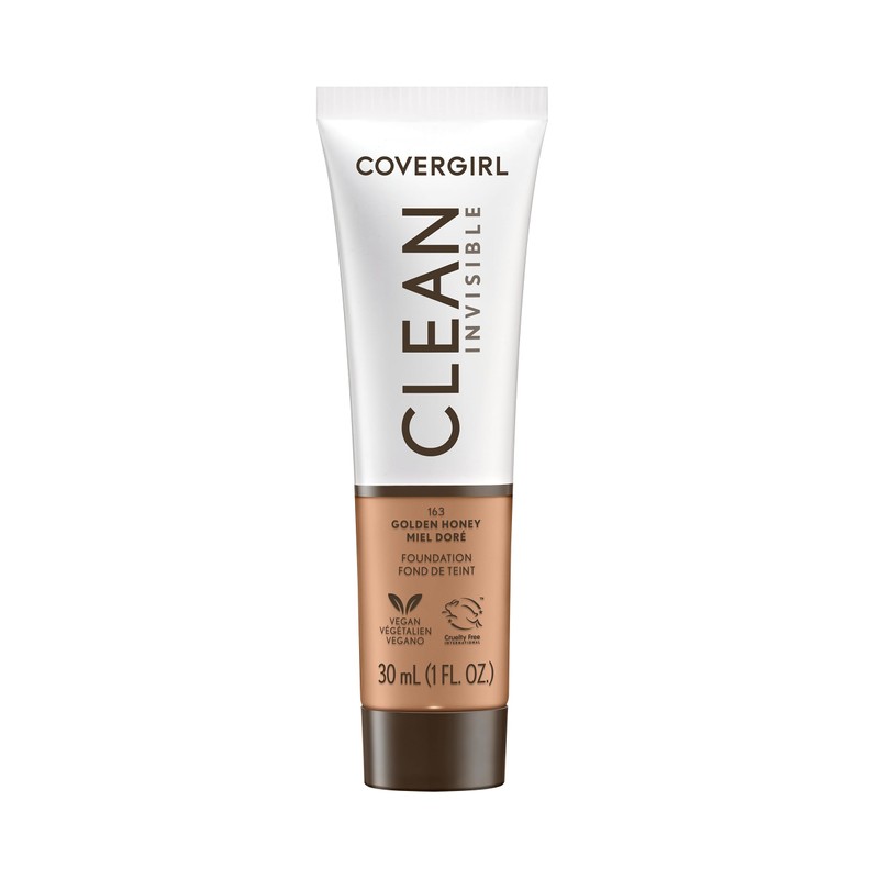 COVERGIRL Clean Invisible Foundation Makeup, Dewy & Glowy Natural Finish,