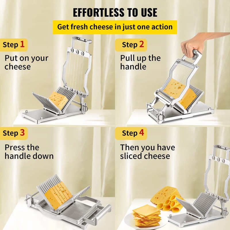 VEVOR Cheese Slicer,Butter Cutter with Wire 1 cm & 2