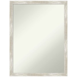 Amanti Art Silver Bathroom Mirror for Over Sink, 29x23 Crackled Metallic Rectangle Vanity Mirror, Medium Country Rustic Frame, Hangs Horizonally and Vertically, Bathroom Wall Decor, Non-Beveled Edge