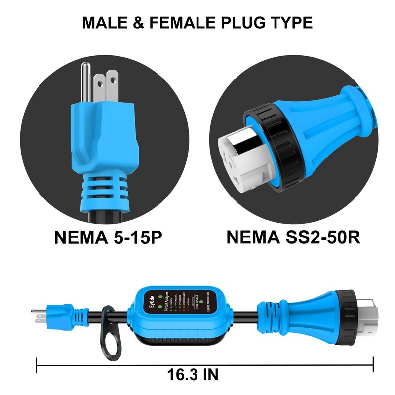 EyGde 50 Amp to 110V RV Adapter with Surge Protector