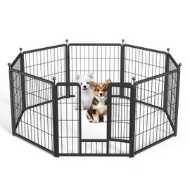 Simple Deluxe Dog Playpen Indoor Outdoor, 24" Height 8 Panels Fence with Anti-Rust Coating, Metal Heavy Portable Foldable Dog Pen for Small/Medium Dogs RV Camping, Black