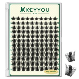 KEYYOULASH Lash Clusters Spiky 120pcs Manga Volume Eyelash Clusters D Curl Thin Band Lashes Clusters for Beginner DIY Natural Eyelash Extensions at Home(KY09-8-18MIX)