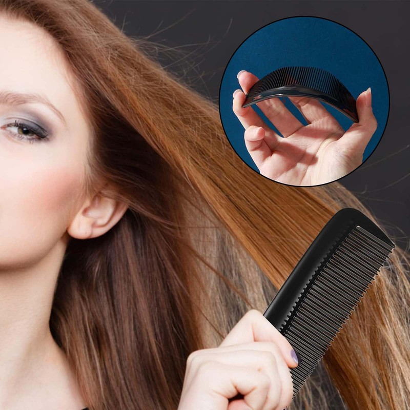 5-Pack Black Hair Combs with Dual Tooth Density,Styling Combs for