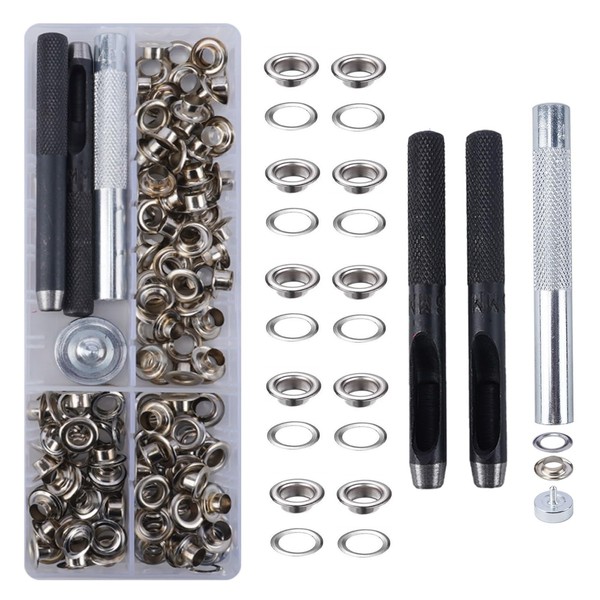 KINDPMA 120 Sets Eyelet Punch Kit 6mm Eyelets and Punch
