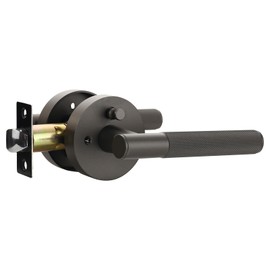 Litlheim Privacy Knurled Grey Door Handle - Durable, Stylish Interior Lever for Bedrooms & Bathrooms - Modern Design & Functionality