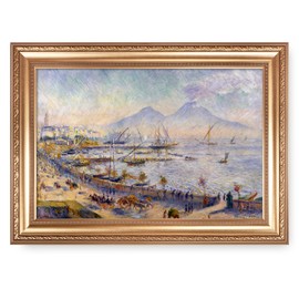 The Bay of Naples by Pierre-Auguste Renoir Painting Reproductions Framed Size:36x26 inches,Image Size:30X20 inches World Classic Reproductions For HomeDecor,Gold Frame