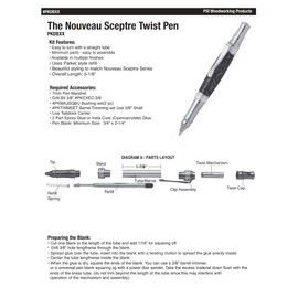 Penn State Industries PKDBNSS Nouveau Sceptre Twist Ballpoint Pen Kit Starter Package Woodturning Project