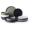 AmorArc Ceramic Dinnerware Sets, Wavy Rim Stoneware Plates and Bowls