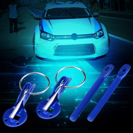 Hood Pin Lock Kit,Secure Cars Hood with Quick Latch Universal Pack with Anti Theft Keyeasy Push Button Release and Ensured Safety Lock Clip Included Diameter Compatible for Professional (Blue)