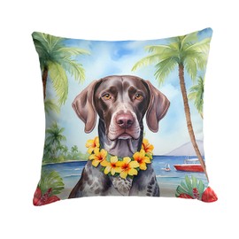 Caroline's Treasures Luau Party Decorative Throw Pillow, 14Hx14W, German Shorthaired Pointer 6439