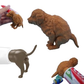 2 Pcs Poop Toothpaste Dispenser, Hilarious Golden Retriever Puppy Poop Toothpaste Dispense, Dog Butt Toothpastes Topper,Suitable for Dog Lovers