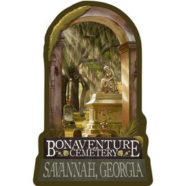 Die Cut Sticker Savannah, Georgia, Bonaventure Cemetery, Contour Vinyl Sticker 3 to 6 inches, (Waterproof Decal for Cars, Water Bottles, Laptops, Coolers), Large