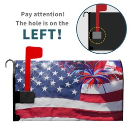 Kcozydecor Fireworks for 4Th of July Independence Day Mailbox Covers Magnetic Standard Size 18"" X 21"",American Flag Patriotic Mailbox Wraps Post Letter Box Cover for Holiday Garden Yard Decor